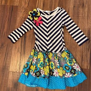 Rare Editions Stripe/Floral Dress Size 7